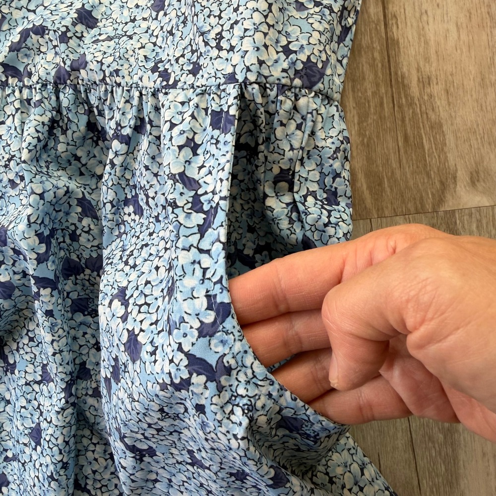 NWT Tuckernuck Women's Blue Floral Tiered Shirt Dress Dropped Waist Size Medium - Picture 11 of 13